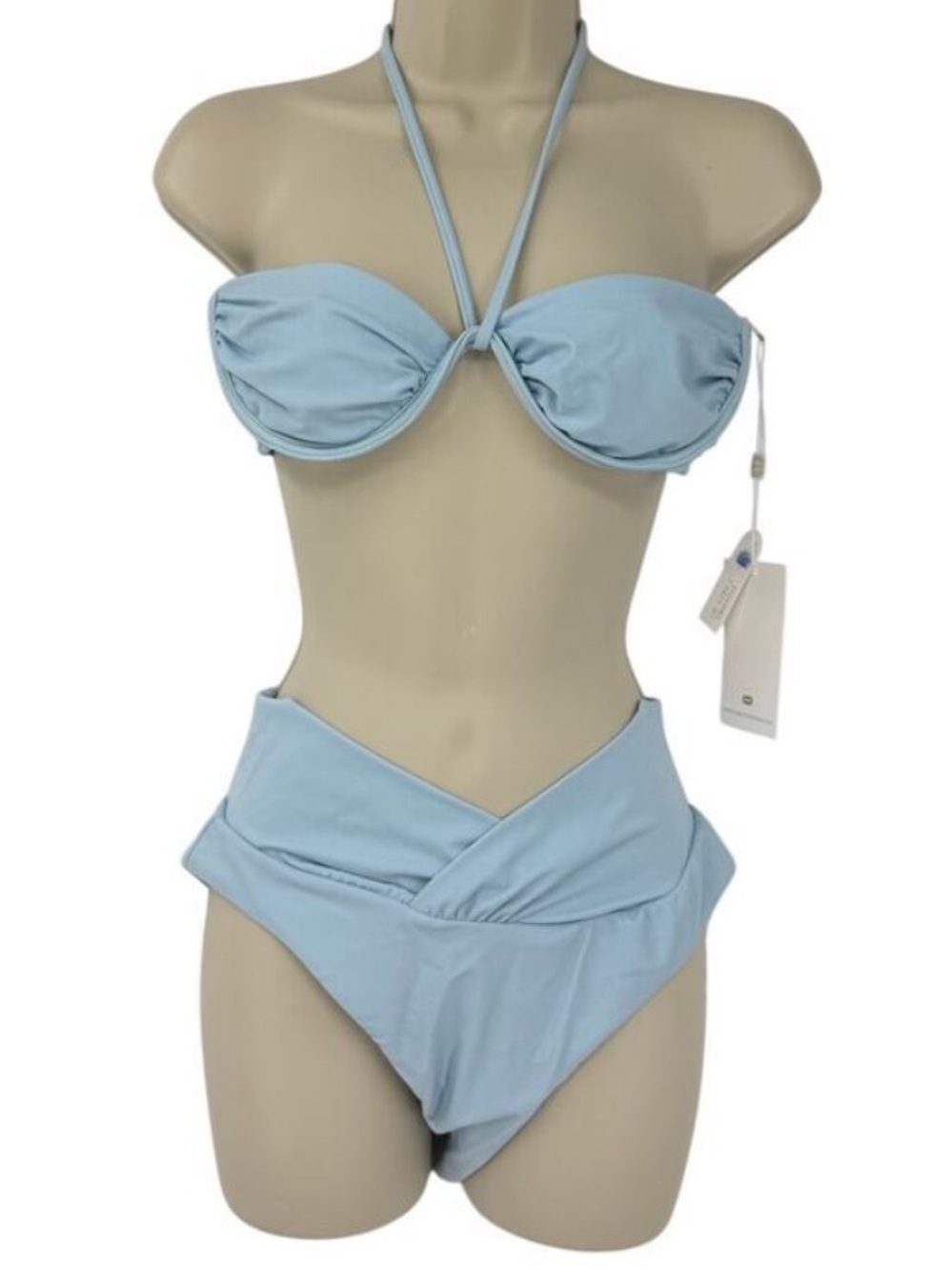 Caroline Constas Pale Blue Twist Bikini Set